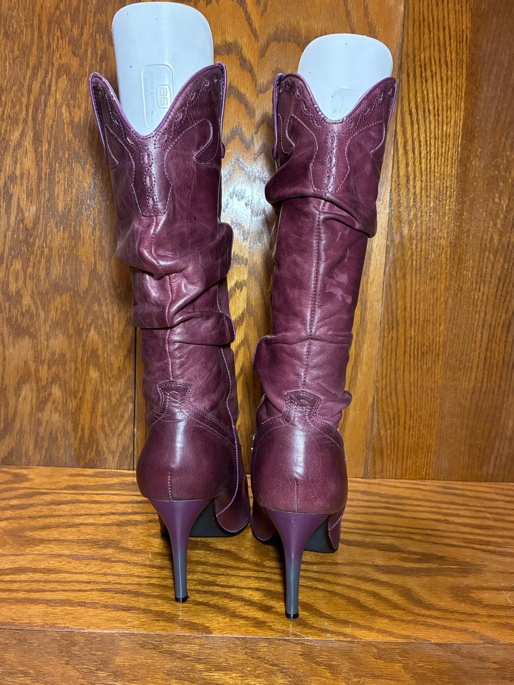 Y2K Steve Madden Purple Leather Slouch Western Boots Ombré Heel Size 8.5 - Picture 4 of 16